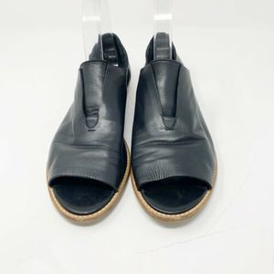 Maria Cornejo Open Toe Flats Leather Black Sz 38.5